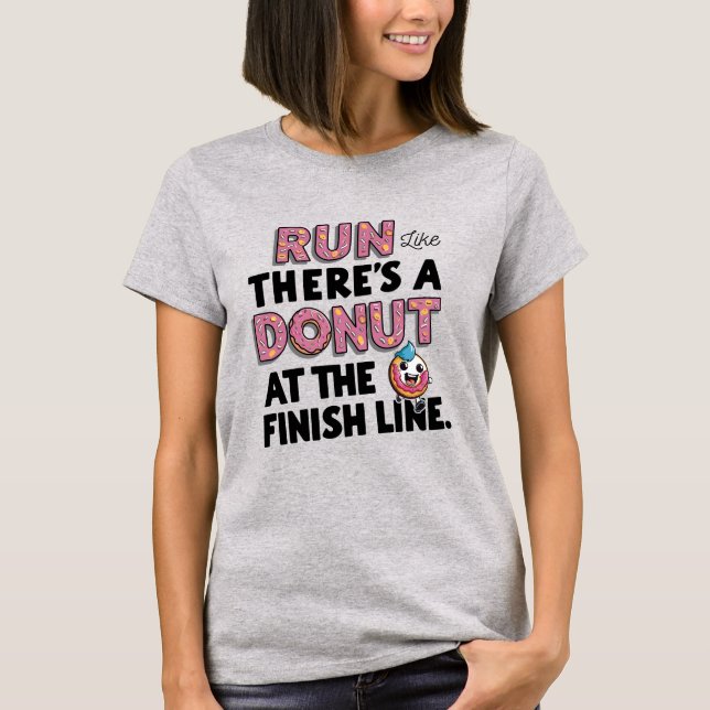 Donut vid Avsluta Line Funny Fitness Resolution T Shirt (Framsida)