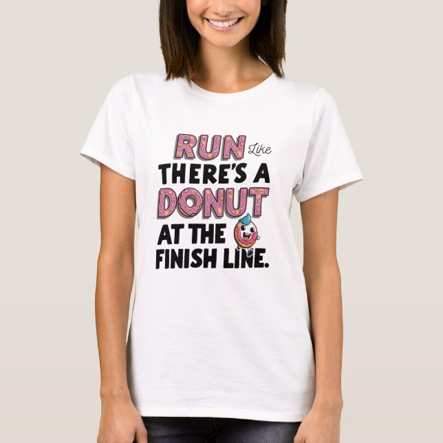 Donut vid Avsluta Line Funny Fitness Resolution T Shirt (Framsida)