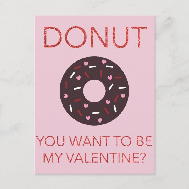 Donut, vill du vara min Valentine? Funny vykort (Framsida)