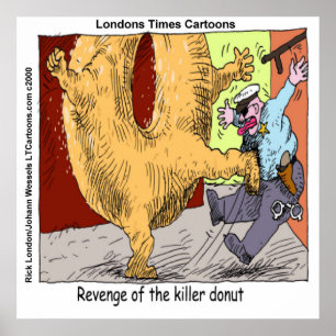 Donut Vs Police Funny Tecknad Poster