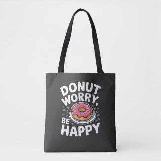 Donut Worry, be Lycklig - Cute Donut Funny Quote Tygkasse