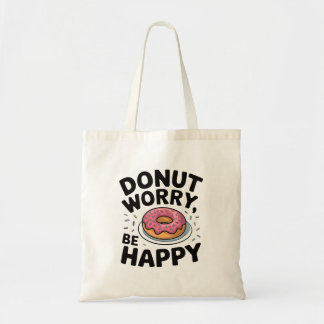 Donut Worry, be Lycklig - Cute Donut Funny Quote Tygkasse
