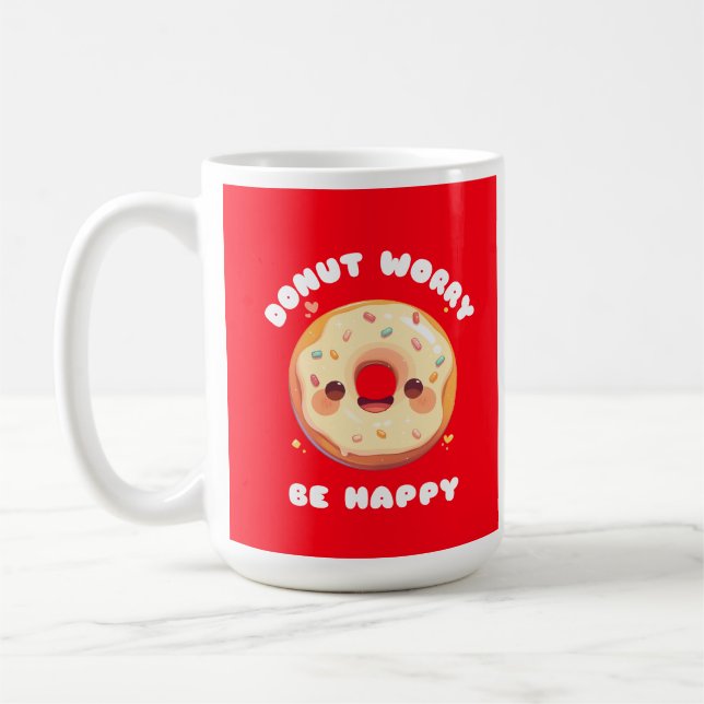 Donut Worry BE Lycklig kaffe mugg (Vänster)