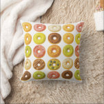 Donut Worry, var Lycklig! Kudde<br><div class="desc">Denna pulserande och öga-fångande poster ett oemotståndligt urval av nötter - glaserade, sprinklade, fyllda, frostade och mycket annat. Perfekt för att dekorera kaféer, bagerier, kök eller sytemedel, ger den här designen färg, charm och ett kravande för din favoritbehandling. Oavsett om du är en fläkt av klassisk choklad eller djärv frukost...</div>
