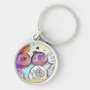 Donuts 12017 Premium Keychain Rund Silverfärgad Nyckelring