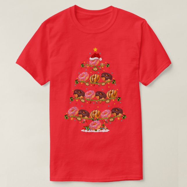 Donuts Älskare Julafton Lighting Santa Donuts jul  T Shirt (Design framsida)
