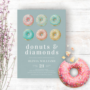 Donuts and Diamonds Chic Mint Grönt Möhippa Inbjudningar