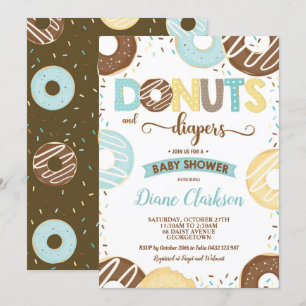 Donuts and Diaper Baby Shower Pojke Doughnut Inbjudningar