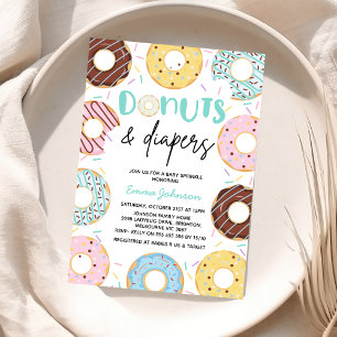 Donuts and Diaper Baby Sprinkle Baby Shower Inbjudningar