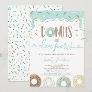 Donuts and Diaper Baby Sprinkle-inbjudan Inbjudningar
