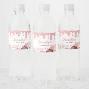 Donuts and Diaper Sprinkle Baby Shower Vattenflaskor Etikett