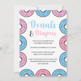 Donuts and Diaper Sprinkle ThMeed Gender Reveal Inbjudningar