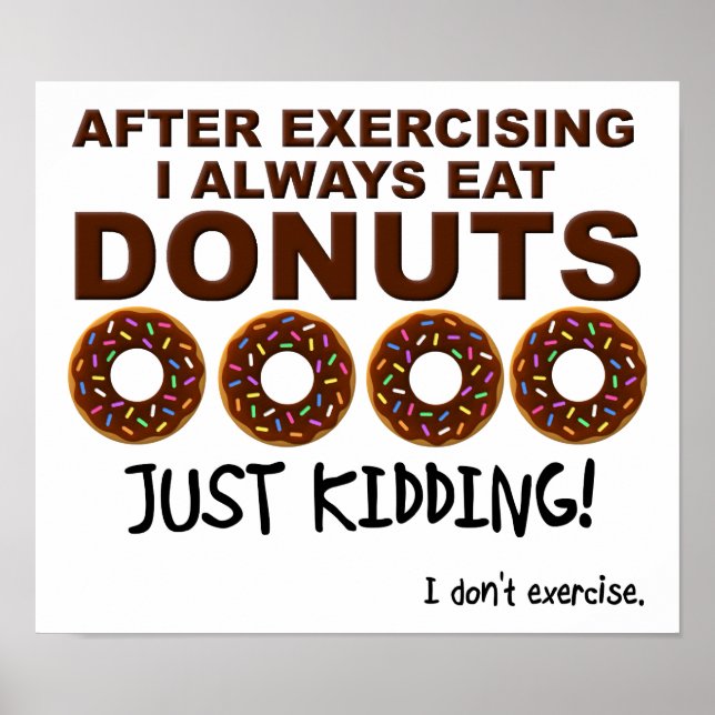 Donuts and Exercise Funny Poster (Framsidan)