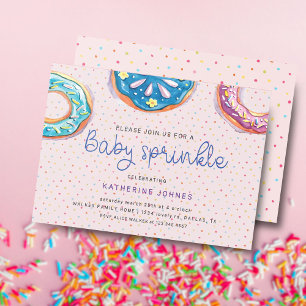Donuts and Sprinkles Rosa Baby Shower-inbjudan