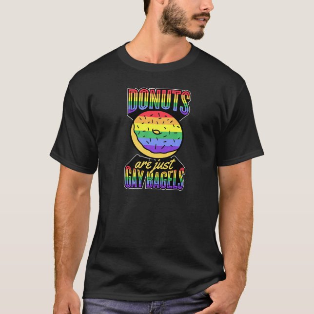 Donuts är bara Gay Bagels Lgbt Pride Joke Rainbow T Shirt (Framsida)