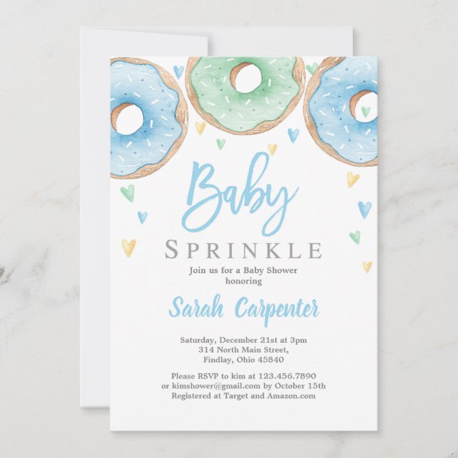 Donuts Baby Shower Boy Inbjudningar (Framsida)