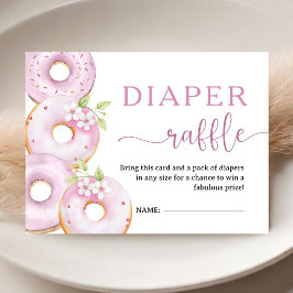 Donuts Baby Shower Flicka Rosa Blöja Lotteri Tilläggskort