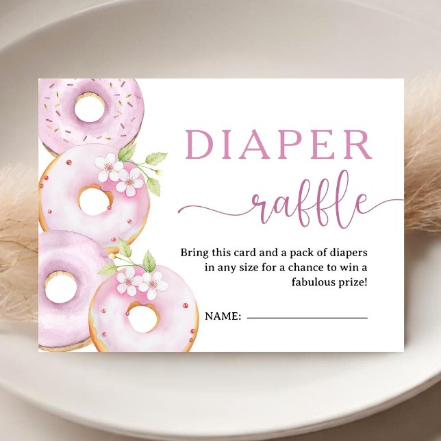 Donuts Baby Shower Flicka Rosa Blöja Lotteri Tilläggskort (Skapare uppladdad)