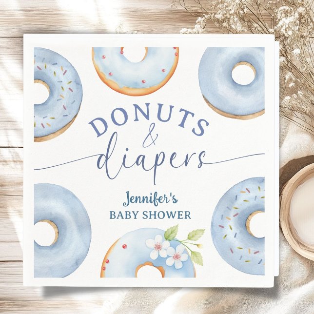 Donuts Baby Shower Pojke Blå Brunch Pappersservett (Skapare uppladdad)
