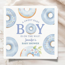 Donuts Baby Shower Pojke Blå Pappersservetter