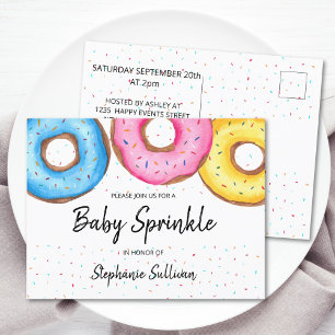 Donuts Baby Sprinkle-vykort för inbjudningar