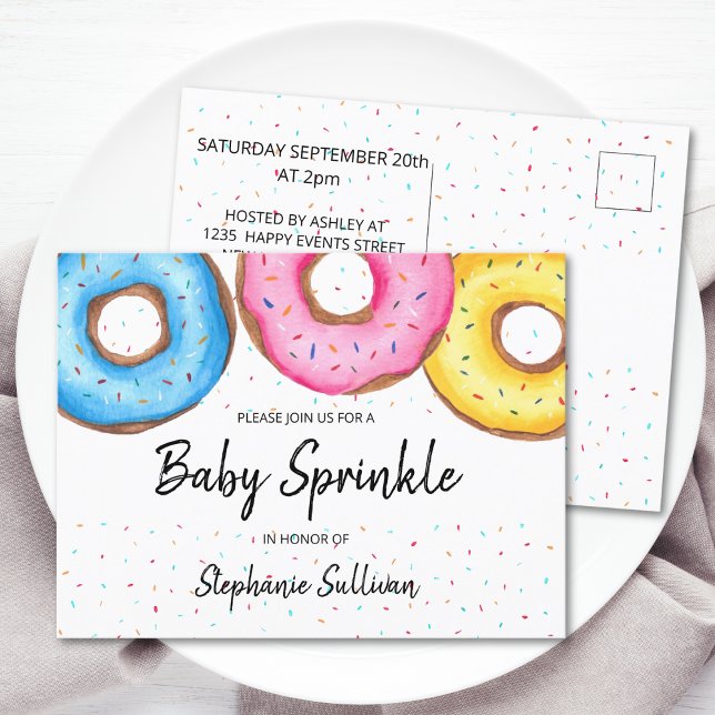 Donuts Baby Sprinkle-vykort för inbjudningar (Skapare uppladdad)