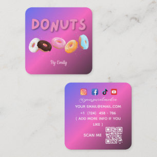 Donuts Bakery Square, Affärskort Fyrkantigt Visitkort