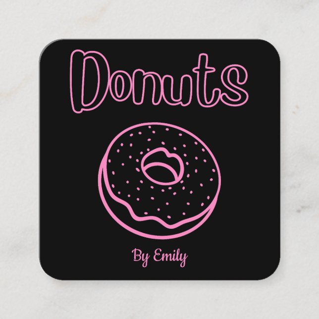 Donuts Bakery Square, Affärskort Fyrkantigt Visitkort (Framsida)
