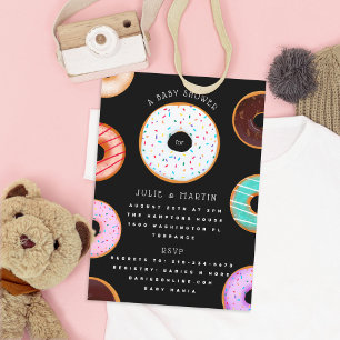 Donuts Black Baby Shower Inbjudningar