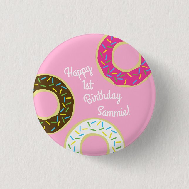 Donuts Colorful Doughnut1st Birthday Party Theme Knapp (Framsida)