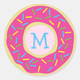 Donuts Cute Kid Monogram Kuvert Sticker Doughnut Runt Klistermärke