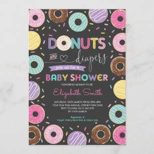 Donuts & Diaper Doughnut Baby Shower Chalkboard Inbjudningar
