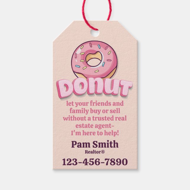 Donuts, Donut, kaffe, Realtor Pop-by Presentetikett (Framsidan)