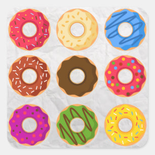 Donuts Donuts och Donuts Fyrkantigt Klistermärke