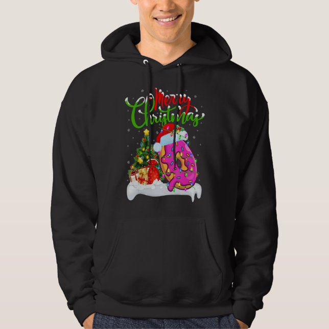 Donuts Food Älskare Julafton Dekorations Santa Don Hoodie (Framsida)