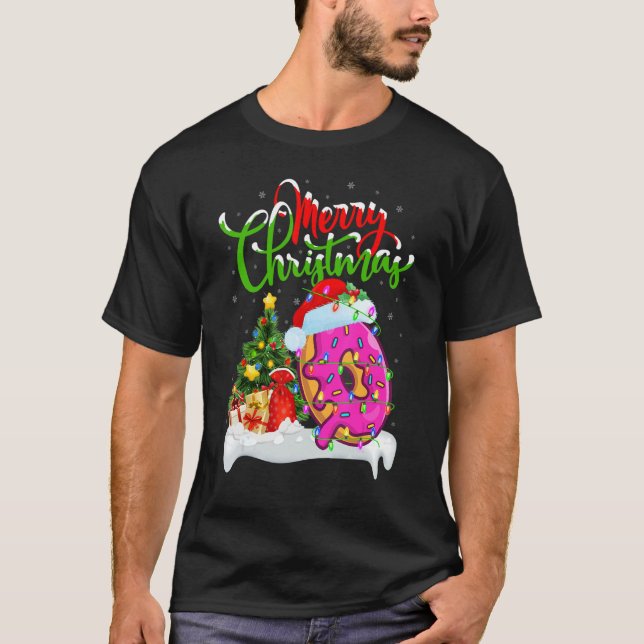 Donuts Food   Xmas Decorations Santa Donuts Christ T Shirt (Framsida)