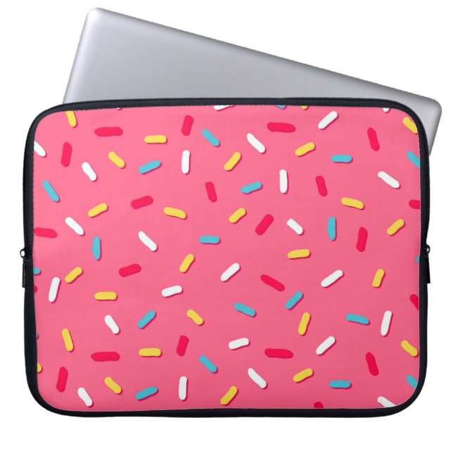 Donut's glaze seamless mönster, rosa bakgrund, t laptop fodral (Framsidan)