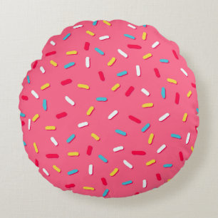 Donut's glaze seamless mönster, rosa bakgrund, t rund kudde