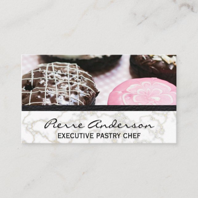 Donuts | Guld Marble | Läderfolie Lojalitetskort (Framsida)