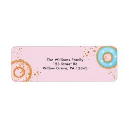 Donuts Guld Sprinkles Rosa Returadress Returadress Etikett