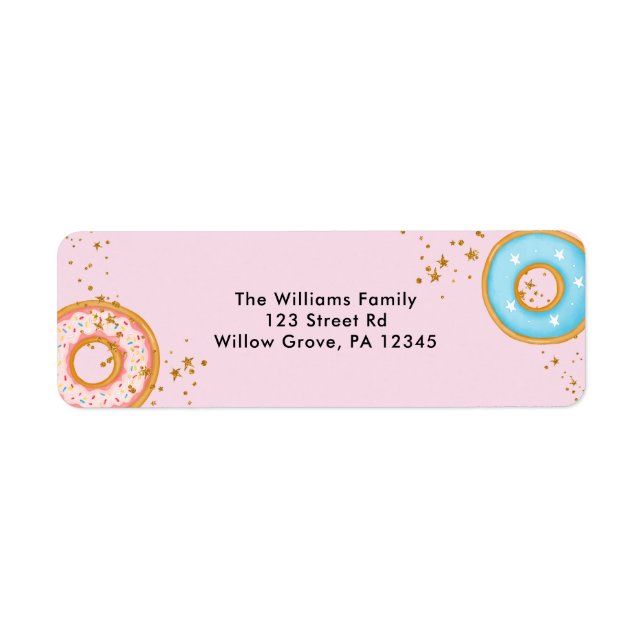 Donuts Guld Sprinkles Rosa Returadress Returadress Etikett (Framsidan)
