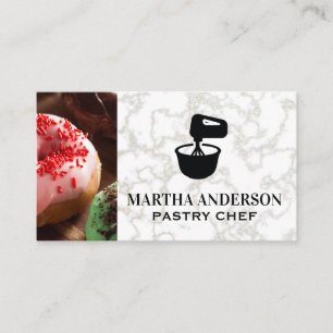Donuts Guld White Marble Blandat kol Visitkort