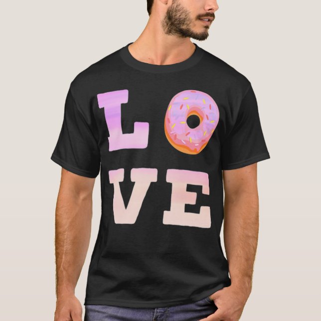 Donuts Kärlek Heart Kärlek Donut Vacker färglös fu T Shirt (Framsida)