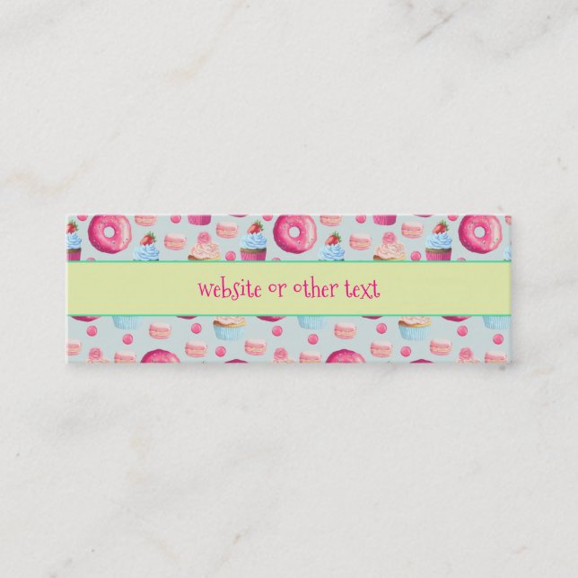 Donuts Macarons och Cupaka Mönster webbplats Mini Visitkort (Framsida)