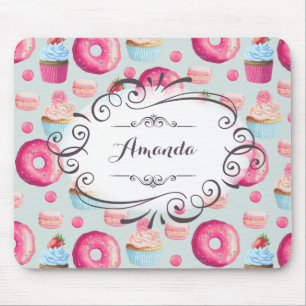 Donuts Macarons och cupkaka Whimsisk Personlig Musmatta