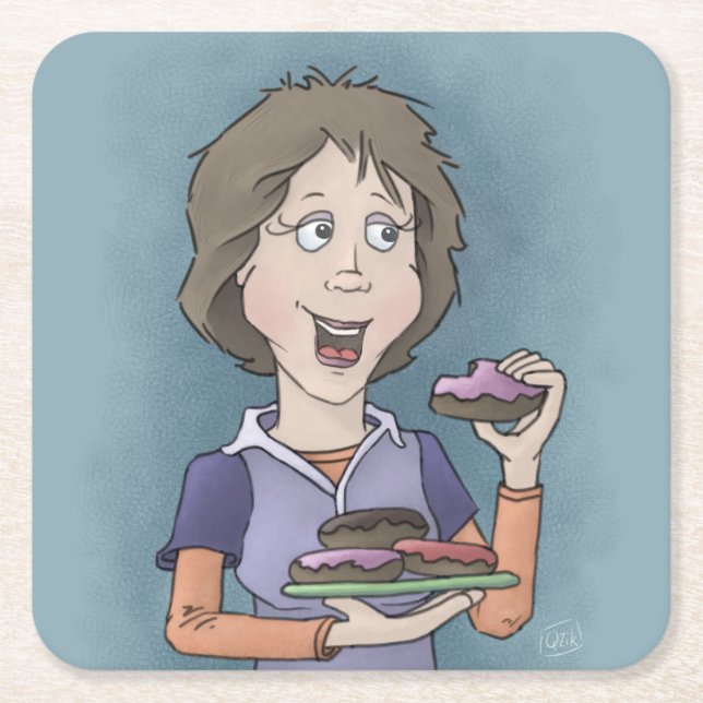 Donuts med sprinkler med kvadratisk papper underlä underlägg papper kvadrat (Framsidan)