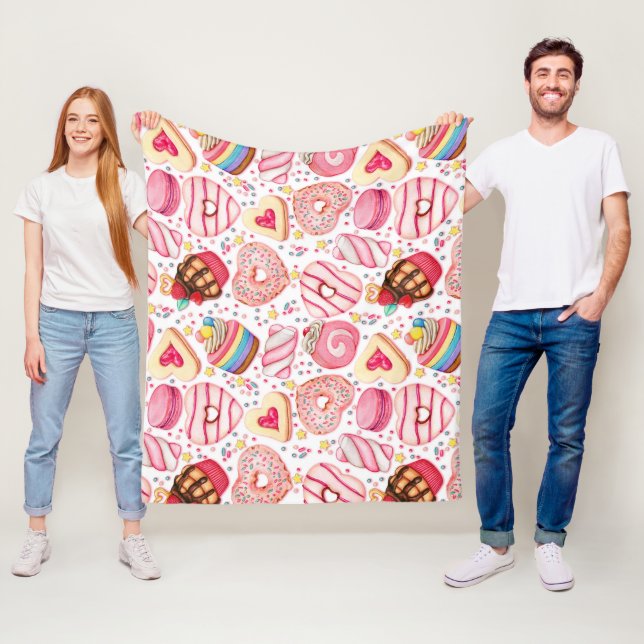Donuts med Sprinkles Mönster Fleecefilt (På plats)