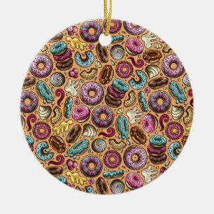 Donuts med Sprinkles Mönster Julgransprydnad Keramik