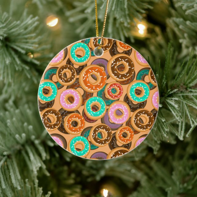 Donuts med Sprinkles Mönster Julgransprydnad Keramik (Träd)