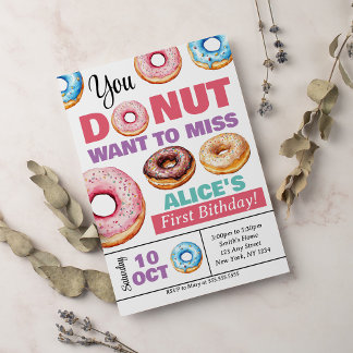 Donuts missar inte Födelsedagsfesten Inbjudningar